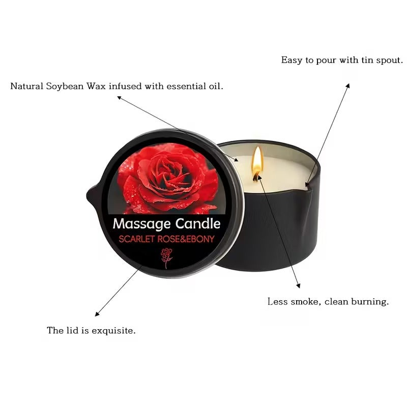Bougie de massage "Rose & Ebène"